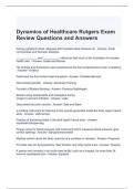 Dynamics of Healthcare Rutgers Exam Review Questions and Answers