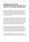 INFORMATION SYSTEMS, ORGANIZATIONS AND STRATEGY, Ch 4 ITSS, Ch1, 2, 3 Updated Test Q&A 2024