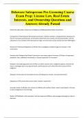 Delaware Salesperson Pre-Licensing Course Exam Prep: License Law, Real Estate Interests, and Ownership Questions and Answers Already Passed