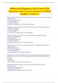 Differential Diagnosis Final Exam 2024|  Questions with Correct Answers| Certified  Quality Graded A+ 