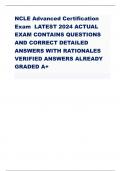 NCLE Advanced Certification Exam LATEST 2024 ACTUAL EXAM CONTAINS QUESTIONS AND CORRECT DETAILED ANSWERS WITH RATIONALES VERIFIED ANSWERS ALREADY GRADED A+