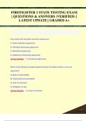 FIREFIGHTER 1 STATE TESTING EXAM  | QUESTIONS & ANSWERS (VERIFIED) |  LATEST UPDATE | GRADED A+