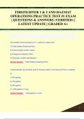 FIREFIGHTER 1 & 2 AND HAZMAT  OPERATIONS PRACTICE TEST #1 EXAM  | QUESTIONS & ANSWERS (VERIFIED) |  LATEST UPDATE | GRADED A