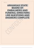 ARKANSAS STATE BOARD OF EMBALMERS AND FUNERAL DIRECTORS LRR QUESTIONS AND ANSWERS 2023 COMPLETE