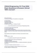 CSULB Engineering 101 Final 2024 Exam Questions & Answers Solved 100% Correct!!