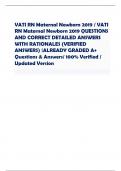 VATI RN Maternal Newborn 2019 / VATI RN Maternal Newborn 2019 QUESTIONS AND CORRECT DETAILED ANSWERS WITH RATIONALES (VERIFIED ANSWERS) |ALREADY GRADED A+ Questions & Answers/ 100% Verified / Updated Version