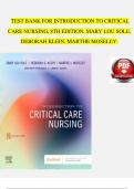 TEST BANK For Introduction to Critical Care Nursing 8th Edition by Mary Lou Sole, Complete Chapter's 1 - 21