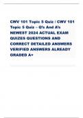 CWV 101 Topic 5 Quiz / CWV 101  Topic 5 Quiz – Q’s And A’s NEWEST 2024 ACTUAL EXAM  QUIZES QUESTIONS AND  CORRECT DETAILED ANSWERS  VERIFIED ANSWERS ALREADY  GRADED A+