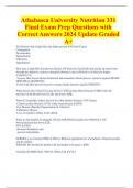 Athabasca University Nutrition 331  Final Exam Prep Questions with  Correct Answers 2024 Update Graded  A+ 