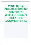  WGU D385 PRE-ASSESSMENT QUESTIONS WITH CORRECT DETAILED ANSWERS 2024