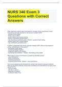 NURS 346 Exam 3 Questions with Correct Answers