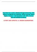 Test Bank for Lewis's Medical-Surgical Nursing, 12th Edition by Mariann M. Harding, Jeffrey Kwong, Debra  Hagler. Chapter 1-69 Questions with 100% correct and well detailed answers.  LATEST 2024 UPDATE, A+ GRADE GUARANTEED.