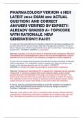 PHARMACOLOGY VERSION 4 HESI LATEST 2024 EXAM 200 ACTUAL QUESTIONS AND CORRECT ANSWERS VERIFIED BY EXPRETS- ALREADY GRADED A+ TOPSCORE WITH RATIONALE. NEW GENERATION!!! PASS!!!