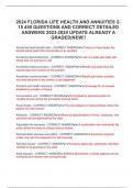 2024 FLORIDA LIFE HEALTH AND ANNUITIES 215 450 QUESTIONS AND CORRECT DETAILED ANSWERS 2023-2024 UPDATE ALREADY A GRADED|NEW!!    Accidental death benefit rider - CORRECT ANSWERTwice (or three times) the benefit will be paid if the insured dies in an accid