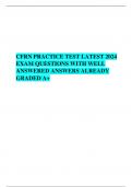 CFRN PRACTICE TEST LATEST 2024 EXAM QUESTIONS WITH WELL ANSWERED ANSWERS ALREADY GRADED A+   