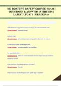 MD BOATER'S SAFETY COURSE EXAM |  QUESTIONS & ANSWERS (VERIFIED) |  LATEST UPDATE | GRADED A+MD BOATER'S SAFETY COURSE EXAM |  QUESTIONS & ANSWERS (VERIFIED) |  LATEST UPDATE | GRADED A+