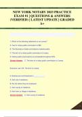 NEW YORK NOTARY 2023 PRACTICE  EXAM #1 | QUESTIONS & ANSWERS  (VERIFIED) | LATEST UPDATE | GRADED  A+