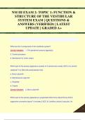 NM III EXAM 2- TOPIC 1: FUNCTION &  STRUCTURE OF THE VESTIBULAR  SYSTEM EXAM | QUESTIONS &  ANSWERS (VERIFIED) | LATEST  UPDATE | GRADED A+