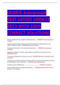 LATEST IAHSS Advanced TEST LATEST UPDATE 2023 WITH 100% CORRECT SOLUTIONS