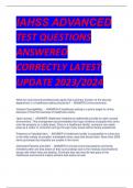 IAHSS ADVANCED TEST QUESTIONS ANSWERED CORRECTLY LATEST UPDATE  2024