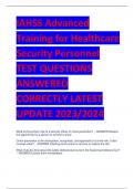 UPDATED IAHSS Advanced Training for Healthcare Security Personnel TEST QUESTIONS ANSWERED CORRECTLY LATEST  2024