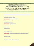 VESTIBULAR DISORDERS +  INTERVENTION – NPTEFF EXAM |  QUESTIONS & ANSWERS (VERIFIED) |  LATEST UPDATE | GRADED A+