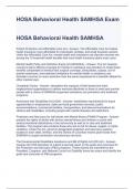 HOSA Behavioral Health SAMHSA Exam with correct Answers