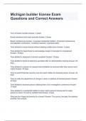 Michigan builder license Exam Questions and Correct Answers