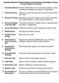 Scientific Method, Critical Thinking, and Intervention Strategies in Speec Therapy Questions/ Solution