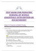 TEST BANK FOR PEDIATRIC NURSING OF WONGS ESSENTIALS 10TH EDITION BY HOCKENBERRY