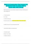 OSHA 10 Construction Test Answer Key INTRODUCTION TO OSHA PART 2  Career Safe 100% Solved