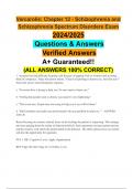 Varcarolis: Chapter 12 - Schizophrenia and Schizophrenia Spectrum Disorders Exam 2024/2025 Questions & Answers Verified Answers A+ Guaranteed!! (ALL ANSWERS 100% CORRECT)