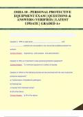 OSHA 10 - PERSONAL PROTECTIVE  EQUIPMENT EXAM | QUESTIONS &  ANSWERS (VERIFIED) | LATEST  UPDATE | GRADED A+