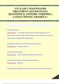 TX CLASS C WASTEWATER  TREATMENT LICENSE EXAM |  QUESTIONS & ANSWERS (VERIFIED) |  LATEST UPDATE | GRADED A+