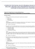 COMPLETE TEST BANK LILLEYS PHARMACOLOGY FOR CANADIAN  HEALTH CARE PRACTICE 4TH EDITION SEALOCK QUESTIONS &  ANSWERS WITH RATIONALES (CHAPTER 1-58)