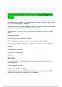 Law and Ethics for CA Dental Hygiene Exam 2024