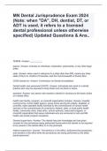 MN Dental Jurisprudence Exam 2024 (Note: when "DA", DH, dentist, DT, or ADT is used, it refers to a licensed dental professional unless otherwise specified) Updated Questions & Ans..