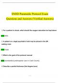 SNHD Paramedic Protocol Exam Questions and Answers (2024 / 2025) (Verified Answers)