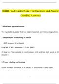 SNHD Food Handler Card Test Questions and Answers (2024 / 2025) (Verified Answers)