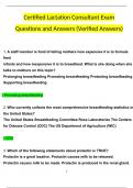 Certified Lactation Counselor Exam Questions and Answers (2024 / 2025) (Verified Answers)