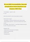 Rh and ABO Incompatibility; Neonatal Complications Exam Questions and Answers 100% Pass