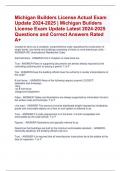 Michigan Builders License Actual Exam Update 2024-2025 | Michigan Builders  License Exam Update Latest 2024-2025  Questions and Correct Answers Rated  A+ 