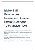 UPDATED Idaho Bail Bondsman Insurance License Exam Questions 100% SOLUTION