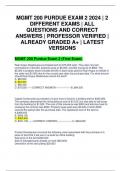 MGMT 200 EXAM 2 2024 | PURDUE UNIVERSITY | 2 DIFFERENT EXAMS | ALL QUESTIONS AND CORRECT ANSWERS | PROFESSOR VERIFIED | ALREADY GRADED A+ | LATEST VERSIONS