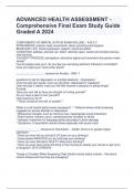 ADVANCED HEALTH ASSESSMENT - Comprehensive Final Exam Study Guide Graded A 2024 