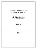 ISSA NUTRITIONIST CERTIFICATION 9 MODULES ASSESSMENTS Q & A 2024