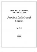 ISSA NUTRITIONIST CERTIFICATION PRODUCT LABELS AND CLAIMS Q & A 2024