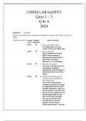 CHEM LAB SAFETY QUIZ 1 - 3 Q & A 2024