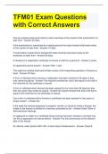 TFM01 Exam Questions with Correct Answers 