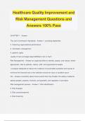 Healthcare Quality Improvement and Risk Management Questions and Answers 100% Pass